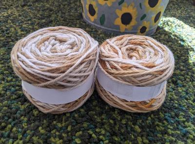 Wool yarn dyed with mushrooms Wool yarn dyed with mushrooms