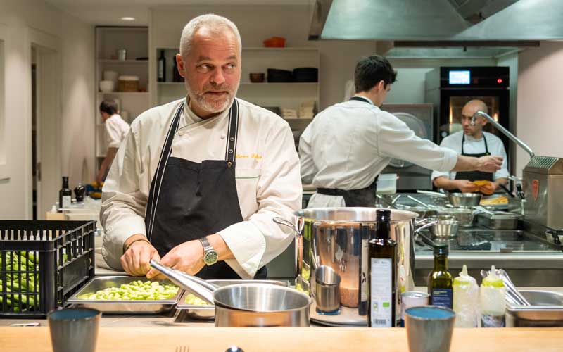 Chef Xavier Pellicer in his kitchen.