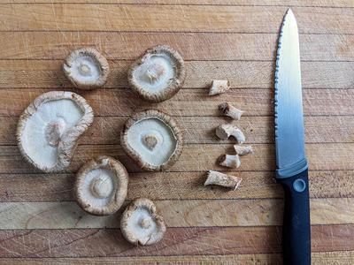 Shiitake Mushrooms with their stems cut off