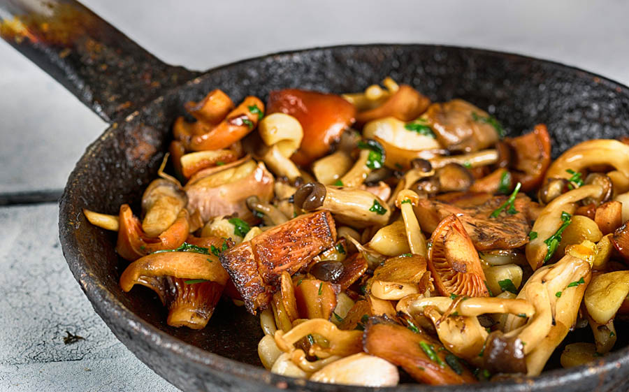 Mushrooms in skillet