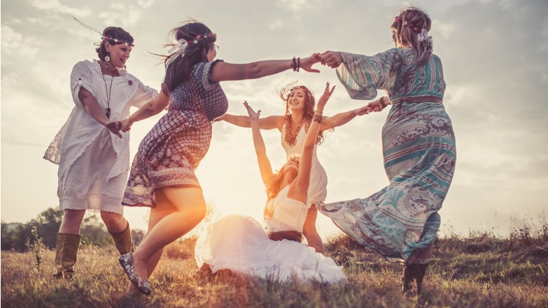 Dancing mystical circle mushroom mysticism
