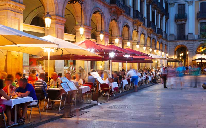 Row of outdoor restaurants