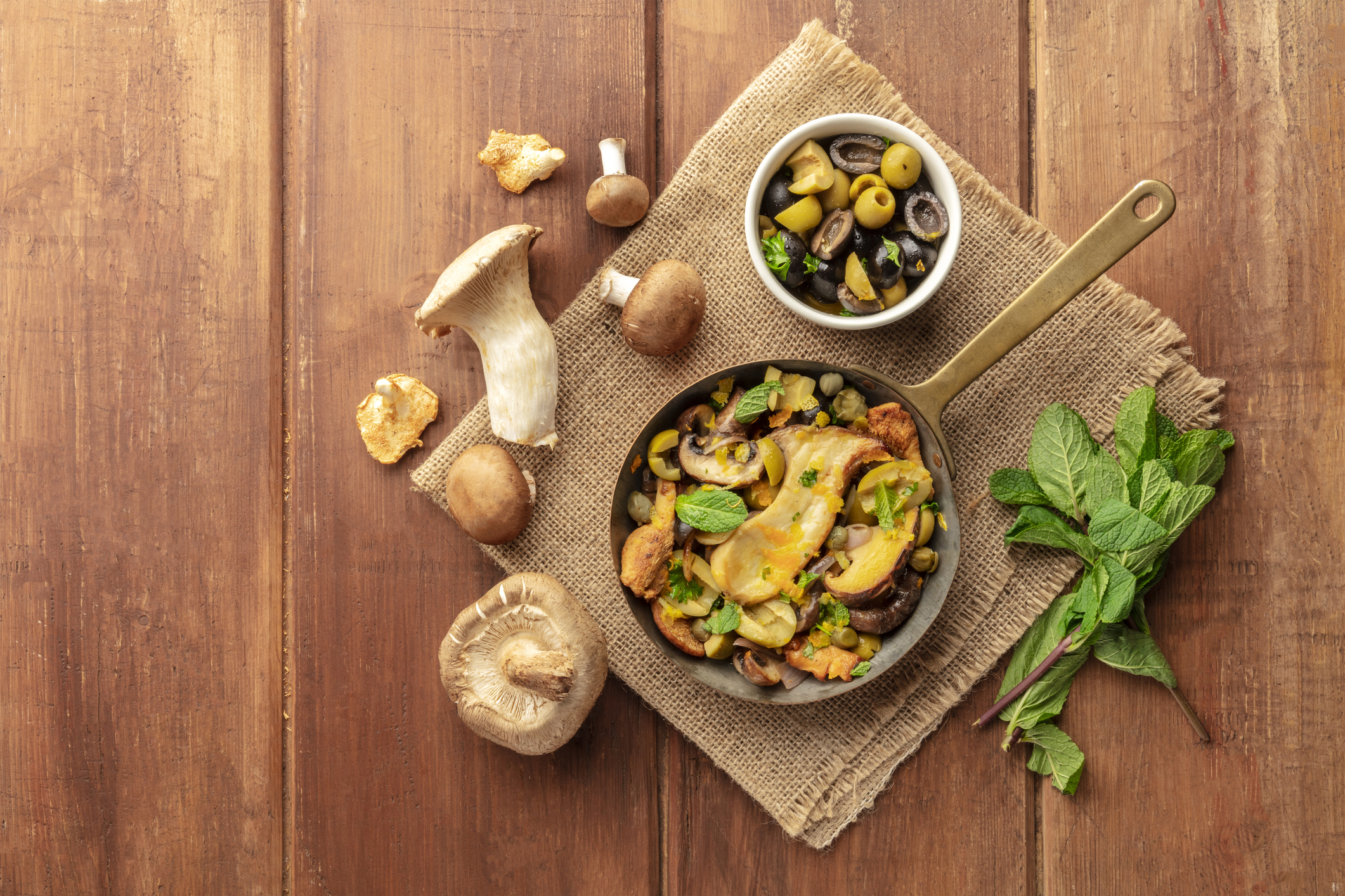 Nutritious mushrooms in pan